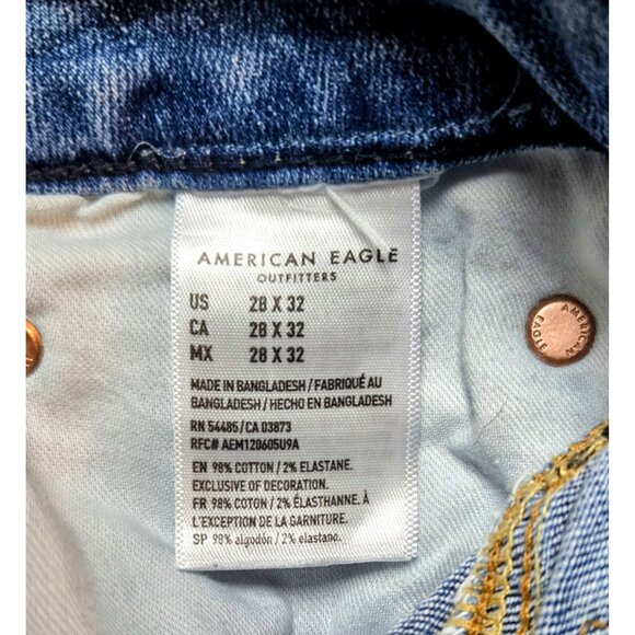 American Eagle Outfitters Airflex Jeans Mens 28x32 Blue Faded Skinny Grunge - Picture 5 of 5